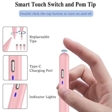 Universal Magnetic Stylus Pen for iOS/Android,Rechargeable Touch Screen Pen for Drawing & Writing Tablet Stylus with POM Tip for iPhone/Samsung/XiaoMi/Huawei/Vivo/Lenovo and Other Android device -Pink - Image 5