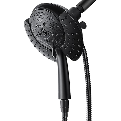 Shower Head with Handheld High Pressure: 2-IN-1 Shower Head with 7.2" Rainfall Shower & Handheld Shower Head with Hose Black, Shower Trim Systems - Image 1