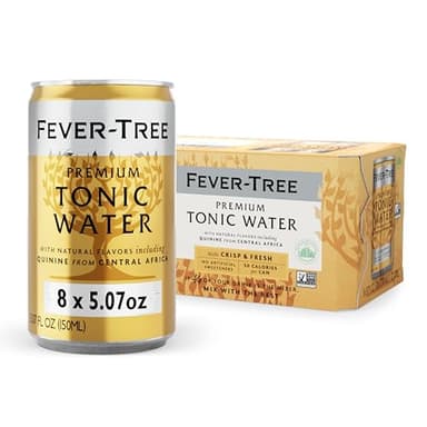 Fever-Tree Tonic Water - Premium Quality Mixer - Refreshing Beverage for Cocktails & Mocktails. Naturally Sourced Ingredients, No Artificial Sweeteners or Colors - 5.1 Fl Oz Cans - Pack of 8 - Image 1