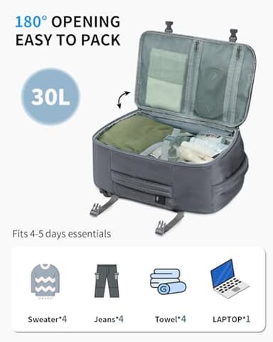 ECOHUB Travel Backpack for Men Women, Carry on Backpack with USB Charging Hole, Spirit Airlines Personal Item Bag Flight Approved, 15.6 Inch Laptop Backpack with Anti Theft Pockets, 30L, Grey - Image 5