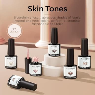 modelones Nude Gel Nail Polish Set -6 Colors Neutral Milky White Pink Brown Gel Polish Kit Skin Tones Soak Off Nail Kit Manicure DIY at Home Nail Art Salon Gift - Image 5