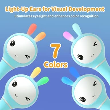 alilo Smarty Bunny Baby Rattle Musical Light Up Toys, Infants Newborns Baby Toys 0-3-6-12-18-24 Months,1 Year Old Boy Girl Gifts, 4 Music Modes and Color Recognition Function with 9 Color Card - Image 9