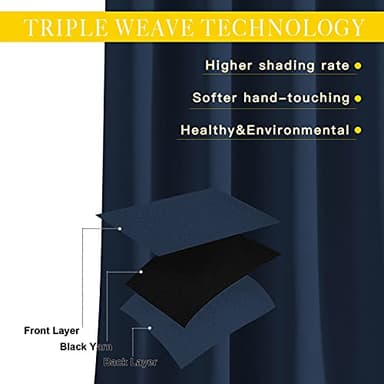 NICETOWN Navy Blue Blackout Room Divider Curtains 144 inch Length, Grommet Energy Saving Thermal Drapes Sound Reducing Window Treatments for Living Room, 1 Panel, W80 x L144 - Image 4
