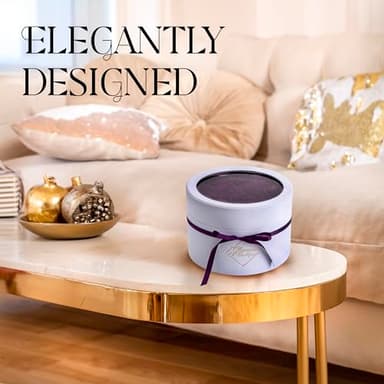 GLAMOUR BOUTIQUE Flower Forever Gift Box 12 Real Preserved Roses in Round Velvet White Box, Handmade, Rose Petals, Birthday, Marriage, Anniversary, Graduation - Purple - Image 5