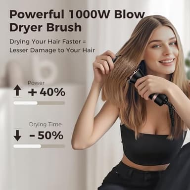 slopehill Mini Dual Voltage Hair Dryer Brush,1000 Watts Travel Hot Air Brush with European Plug, Ionic One Step Hair Dryer and Styler for Women for Home & Salon, Oval Barrel 2 Heat & 2 Speed Settings - Image 2