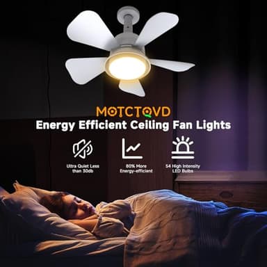 MOTCTQVD Ceiling Fans with Lights and Remote, Ceiling Fan Light 3000K-6000K 3 Colors Dimmable, Ceiling Fan, 1000 Lumens LED Ceiling Fans for Bedroom Garage Kitchen - Image 5