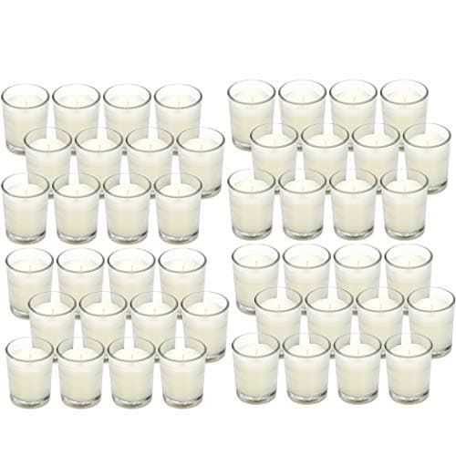 Hosley 48-Pack Ivory Unscented Votive Candles, Clear Glass, 10-12 Hr Burn, Hand-Poured, Ideal for Weddings, Parties, Aromatherapy, Holidays, Gifts - Image 1