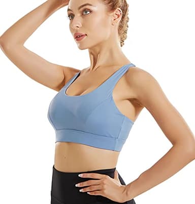 RUNNING GIRL Sports Bras for Women Backless Padded Sports Bra Tank Top Long Line Gym High Impact Sports Bra Push up(WX2569Blue,L) - Image 2
