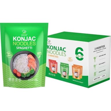 Soeos Konjac Noodles, Shirataki Noodle, Low Calorie, Low Carb, Keto and Paleo Friendly, 3 Variety Noodles, Fettuccine, Angel Hair, Spaghetti, 8.8 oz (250 g)*6 - Image 9