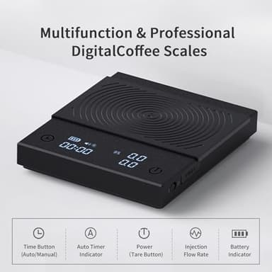 TIMEMORE Coffee Scale Basic 2.0 Electronic Espresso Scale with Water Flow Rate and Timer Function, Free Switching of Ounce/kg Units, Digital Scale for Kitchen/Baking/Cooking, Black - Image 2
