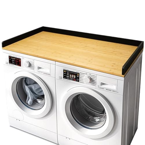 Gashell Washer Dryer Countertop, 27.5" x 54" Bamboo Washer and Dryer Countertop for Laundry Room Organization(Natural, Black) - Image 1