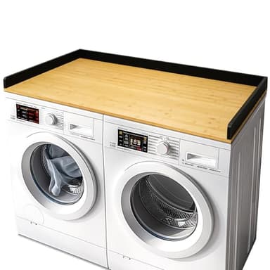Gashell Washer Dryer Countertop, 27.5" x 54" Bamboo Washer and Dryer Countertop for Laundry Room Organization(Natural, Black) - Image 1