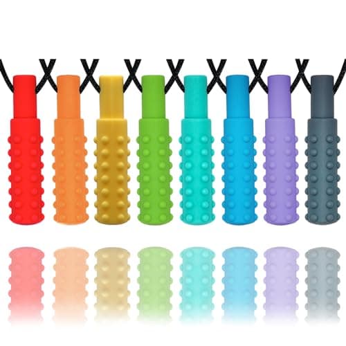 Sensory Chew Necklaces for Boys and Girls, 8 Pack Chew Necklace for Sensory Kids with Autism, ADHD, SPD, Biting, Silicone Oral Sensory Toys for Autism Adults Reduce Chewing Anxiety Fidget - Image 1