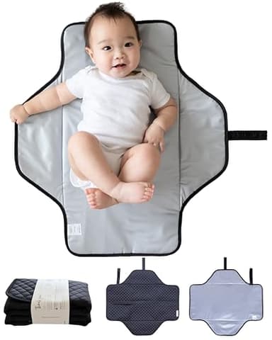 Lily Miles Baby Changing Pad Portable, Diaper Changing Mat with Magnetic Latches, Waterproof Travel Pad for Diaper Bag, Newborn Essentials, Gift for Baby Shower and Registry (Black Twill, Large) - Image 1