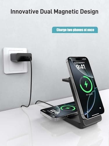 Wireless Charger for Apple Charging Station, Dual MagSafe Charger for iPhone 17/17 Pro/17 Pro/iPhone 16 Pro Max//AirPods, 3 in 1 Foldable iPhone Charging Station, Watch Charger for Apple iWatch Series - Image 5