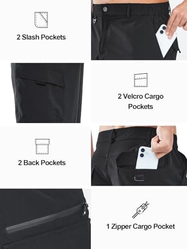 NORTHYARD Men's Casual Cargo Shorts Lightweight 9" Hiking Golf Work Quick Dry Camping Outdoor Travel Fishing with 7 Pockets Black XL - Image 5