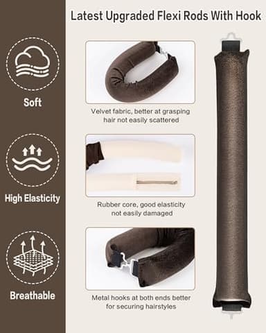 Heatless Curls Overnight Hair Curler - 4 Pcs Curling Rod to Sleep In, Velvet Hair Rollers with Satin Hair Scarf - Image 4