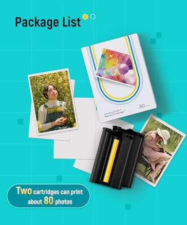 Liene Amber M100/M200 4x6" Photo Printer 80 Sheets Photo Paper & 2 Ink Cartridges Refill, Dye Sublimation, Water Oxidation-Proof, Only for Liene DHP512/DHP513 Printer, for Display, Framing, Scrapbook - Image 3