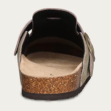 KIDMI Women's Genuine Suede Clogs Cork Footbed Sandals Leather Mules Potato Shoes with Arch Support Army Green 39 (Size 7.5-8) - Image 5