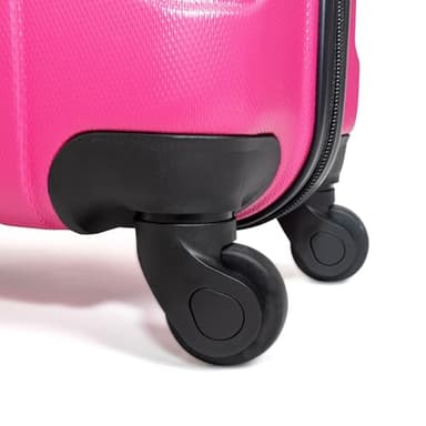 Kenneth Cole REACTION Out of Bounds Lightweight Hardshell 4-Wheel Spinner Luggage, Magenta, 20-Inch Carry On - Image 4