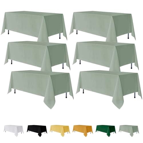 Fitable 6 Pack Sage Green Rectangle Table Clothes - 70 x 120 Inch - Wrinkle and Stain Resistant Fabric Tablecloths, Washable Polyester Table Covers for Wedding, Party, Banquet, Formal Events - Image 1