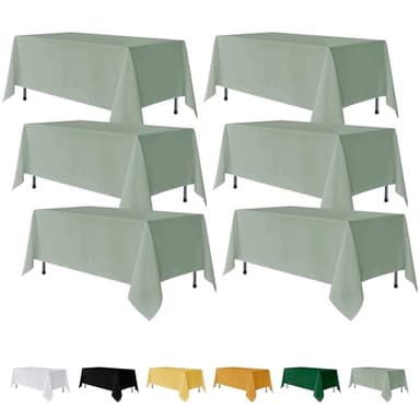 Fitable 6 Pack Sage Green Rectangle Table Clothes - 70 x 120 Inch - Wrinkle and Stain Resistant Fabric Tablecloths, Washable Polyester Table Covers for Wedding, Party, Banquet, Formal Events - Image 1