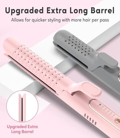 Farery Chill Set Soft-Air Curling Iron with Cooling Air Vents, 2-in-1 Hair Straightener and Curler, Upgraded Long Barrel for Quick Styling, Pink - Image 2