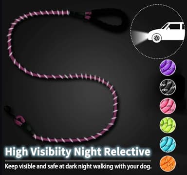 COOYOO Dog Leash 6 FT Heavy Duty - Comfortable Padded Handle - 1/2 inch Reflective Dog Leash for Medium Large Dogs with Poo Bag Dispenser - Image 7