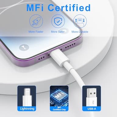 2PACK for iPhone Charger 6FT,Lightning Charging Cable,for Apple Certified Cord for iPhone 14/13/12/11 Pro/X/Xs Max/XR/8 Plus/7/6s/SE/5c/5s,for iPad Air/Mini USB Charge 6Foot - Image 2
