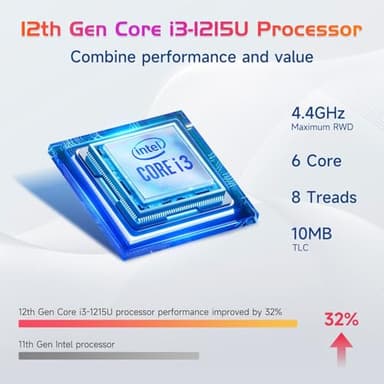 NIMO 17.3" IPS FHD-Laptop, Intel 6 Cores I3-1215U 16GB RAM 512GB SSD (Beat R5 7520U, Up to 4.4GHz) Student-Computer with 65W Type C Backlit Keyboard Fingerprint, for Home and Business - Image 2