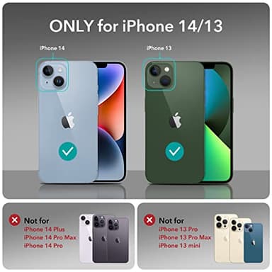 ESR for iPhone 14 /iPhone 13 Case, Compatible with MagSafe, Shockproof Military-Grade Protection, Magnetic Phone Case for iPhone 14/13, Classic Hybrid Case (HaloLock), Clear Black - Image 2