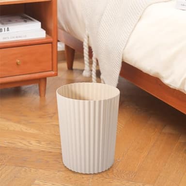 JiatuA Small Trash Can Plastic Wastebasket Round Garbage Container Bin for Bathroom, Kitchen, Bedroom, Home Office, College Dorm, Beige 2 Pack - Image 6