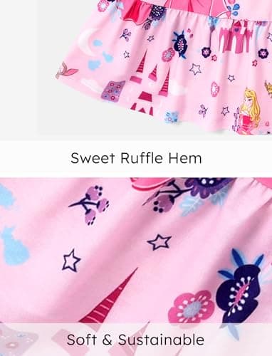 Disney Princess Aurora Dress Toddler Girl Floral Skater Dresses Long-Sleeve Casual A-Line Playwear Kids Winter Fall Clothes School Outfit Pink 2T - Image 7