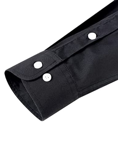 Alimens & Gentle Mens Solid Oxford Shirt Long Sleeve Dress Shirt Work Casual Button Down Shirts with Pocket Black - Image 6
