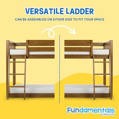 Max & Lily Fundamental Twin Low Bunk Bed, Kids Solid Wood Modern Bed Frame with Strong Wooden Slats, Non-Toxic Finishes, High Weight Capacity, Pecan - Image 3