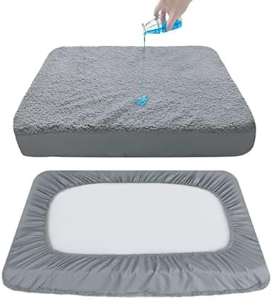 Dog Bed Covers 2 Pack Soft Plush Replacement Washable, Waterproof Pet Mattress Bed Liner Grey 44x35 Inches, for Dog/Cat, Cover Only - Image 4