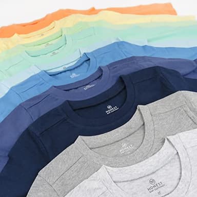 HonestBaby 10 Pack Long Sleeve T Shirts 100% Organic Cotton for Toddler, Boys, Girls, Rainbow Blues, 5T - Image 4