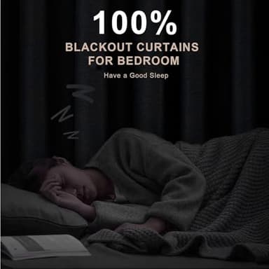 INOVADAY 100% Blackout Curtains 96 Inches Length 2 Panels Set, Back Tab/Rod Pocket Linen Black Out Curtains for Bedroom, Thermal Insulated Window Drapes - Beige, W50 X L96 - Image 2