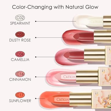 CATKIN Lip Balm Color Tinted Lip Stain Ultra Hydrating Moistrurizer Chapstick with Vitamin E Nourishing For Cracked & Dry Lips 0.12 oz C06 Camellia - Image 7