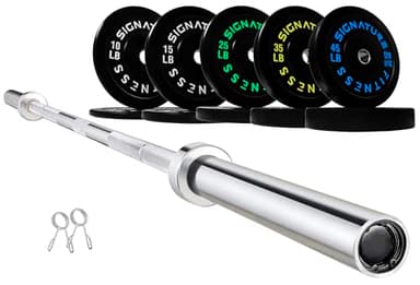 Fitvids Olympic 2" Bumper Plates Set Including 260LB Weight Plates Set & 7FT Olympic Barbell Bar(305 Pounds Total), Multiple Packages - Image 1