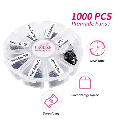FADLASH 1000 Fans 10D Premade Volume Eyelash Extensions Mixed Tray Premade Fans Eyelash Extensions D Curl Premade Lash Fans Pointed Handmade Promade Loose Fans Thin Base (10D-0.07D,9-16mm) - Image 2
