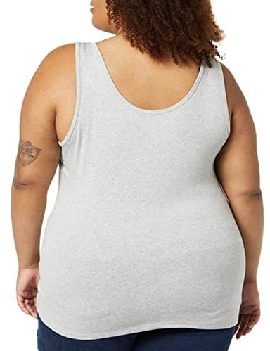 Amazon Essentials Women's Plus Size Tank Top, Pack of 2, Light Grey Heather/White, 3X - Image 3