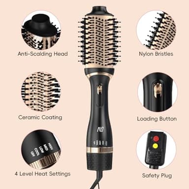 Nycoba Hair Dryer Brush Set, Multifunctional Hot Air Brush for Salon Blowouts, Negative Ion Technology & Quick Drying, Shiny and Less Frizz, Black Orange - Image 3