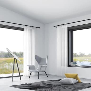 Thestoa Curtain Rods for Windows 48 to 84-92 inch, 5/8" Matte Black Curtain Rod, Stainless Steel Small Curtain Rods for Bedroom, Living Room,Kitchen,Farmhouse, Outdoor Curtain rod Black - Image 4