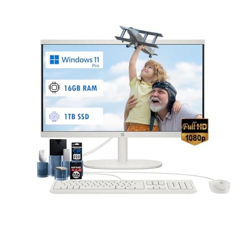 HP All-in-One Computer - 21.5'' FHD Anti-Glare Display, Home Desktop PC, Win 11 Pro, Wired KB & Mouse, Wi-Fi 6, Bluetooth, Intel Celeron J4025, HD Webcam (16GB RAM | 1TB SSD) - Image 1