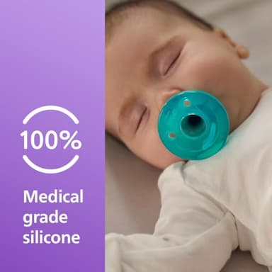 Philips Avent Soothie Orthodontic Baby Pacifiers, 100% Silicone Pacifiers, One Piece, BPA-Free, for Babies 0-3 Months, Green, 4 Pack, Model SCF190/41 - Image 4