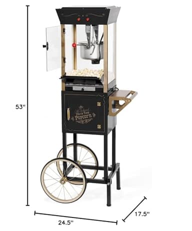 Nostalgia Popcorn Maker Machine - Professional Cart With 8 Oz Kettle Makes Up to 32 Cups - Vintage Popcorn Machine Movie Theater Style - Black - Image 7