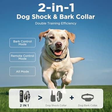 2 in 1 Dog Shock Collar & Dog Bark Collar, 4200 FT Dog Training Collar with Remote,3 Training Modes & Light for Night Walks,IP67 Waterproof Smart Anti Barking E-Collar with Adjustable Sensitivity - Image 2