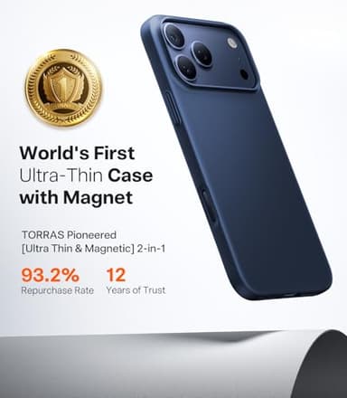 TORRAS Magnetic Slim-Fit for iPhone 17 PRO MAX Case, Ultra-Thin 17 ProMax Phone Case Compatible with MagSafe, Light Anti-Scratch Matte Hard PC Bayer 6.9 inch OriginFit, Deep Blue - Image 3