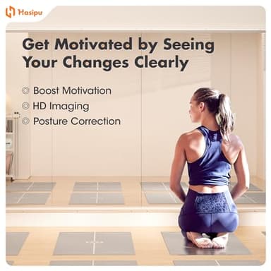 Hasipu Home Gym Mirror 48" L x 24" W - 2PCS Large Full Body Mirror for Yoga, Wall-Mounted Mirrors for Fitness, Garage, Dance Studio, 0.16in Tempered Glass Frameless - Image 5